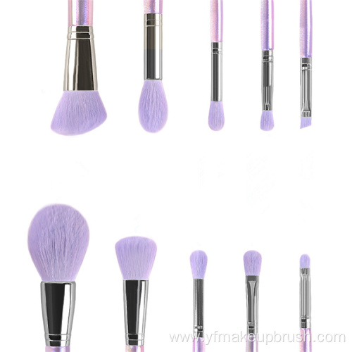 Crystal Glitter 10 Pc Purple Makeup Brush Set